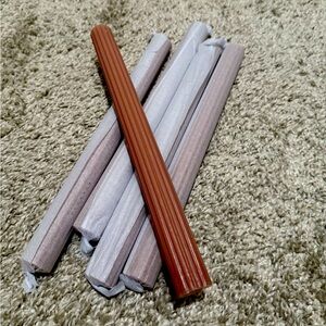 Set of 5 New Beige Ribbed Candlesticks